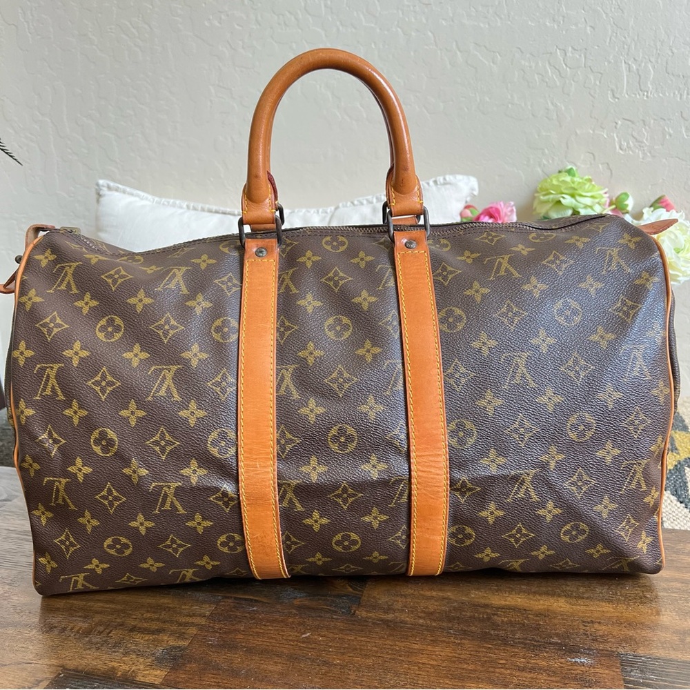 Louis Vuitton Monogram Keepall 45 Travel Boston Bag Unisex Authentic